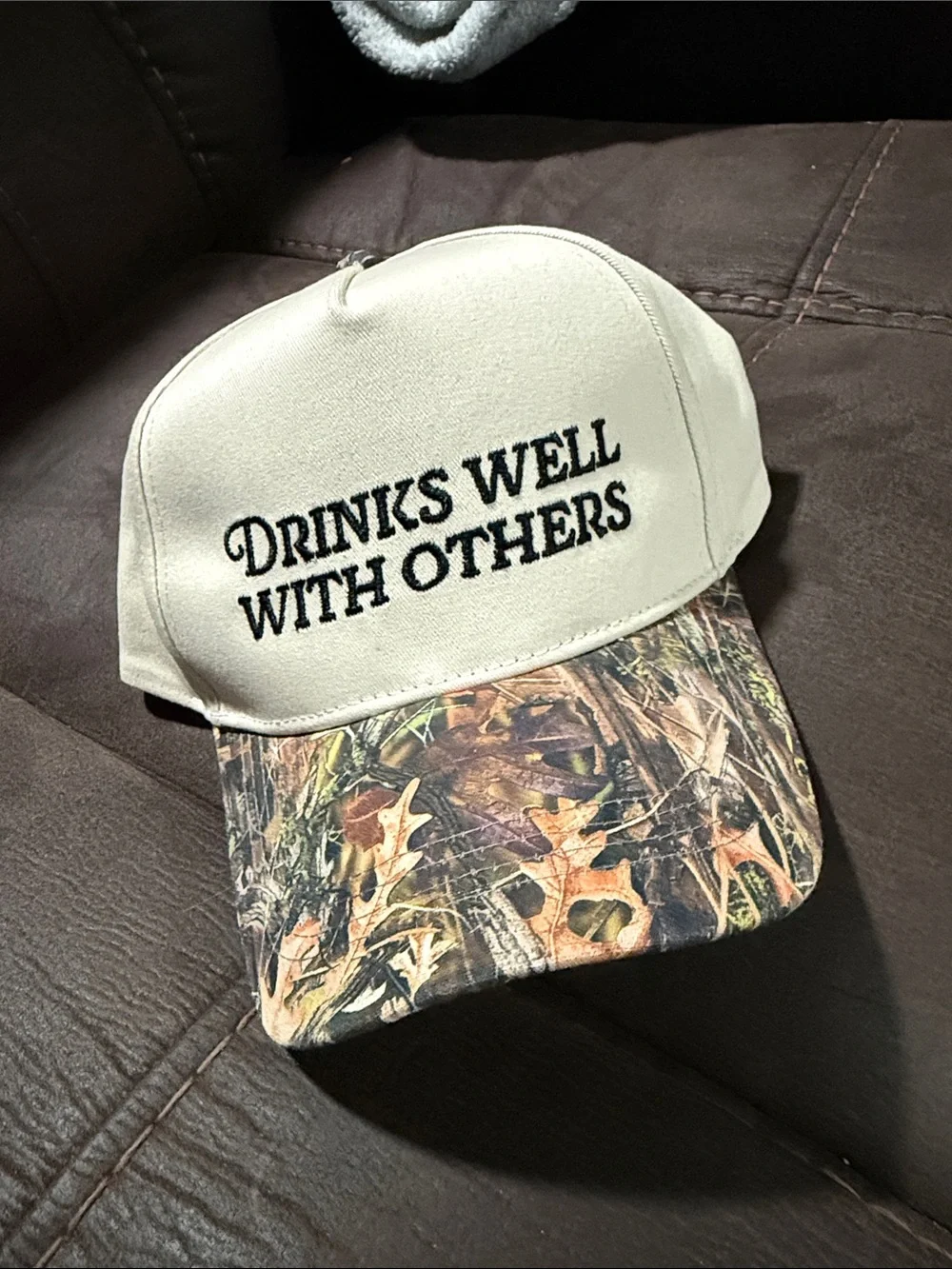 Katydid Beige Trucker Hat with Camo Brim - 